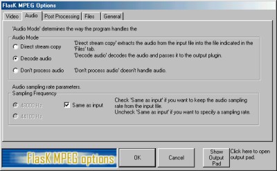 FlasKMPEG Audio option