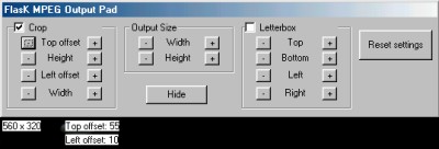 FlasK MPEG Cropping options